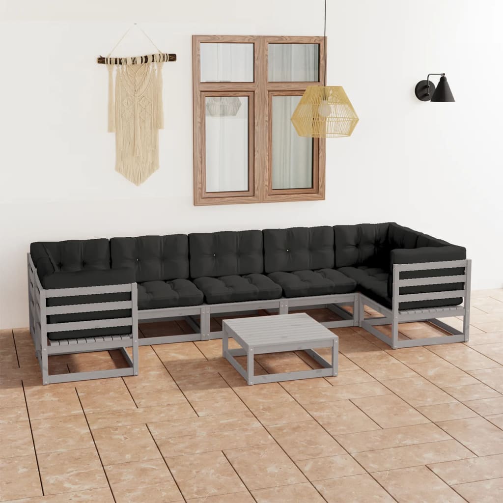 vidaXL 8-tlg. Garten-Lounge-Set Massivholz Kiefer