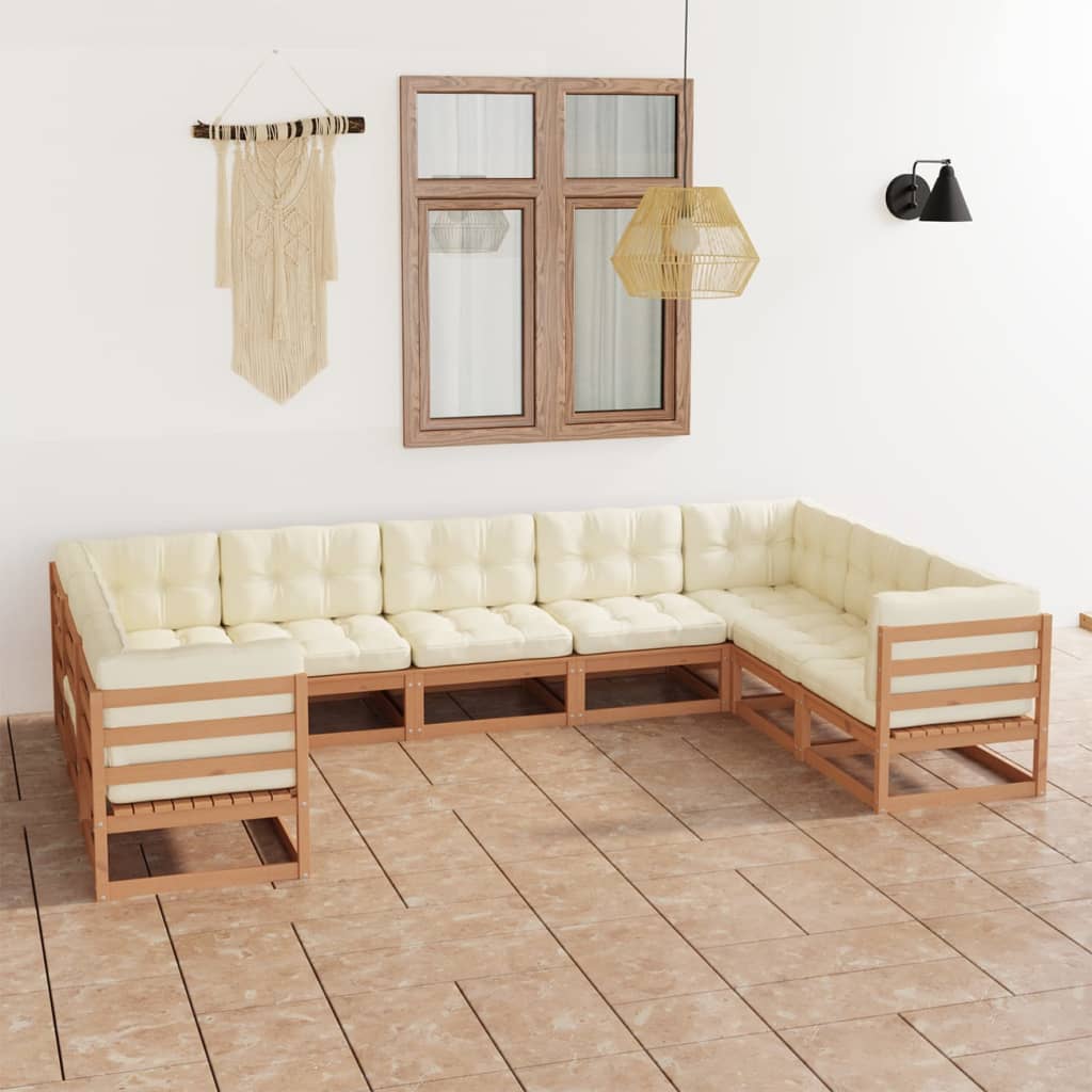 vidaXL 9-tlg. Garten-Lounge-Set Massivholz Kiefer