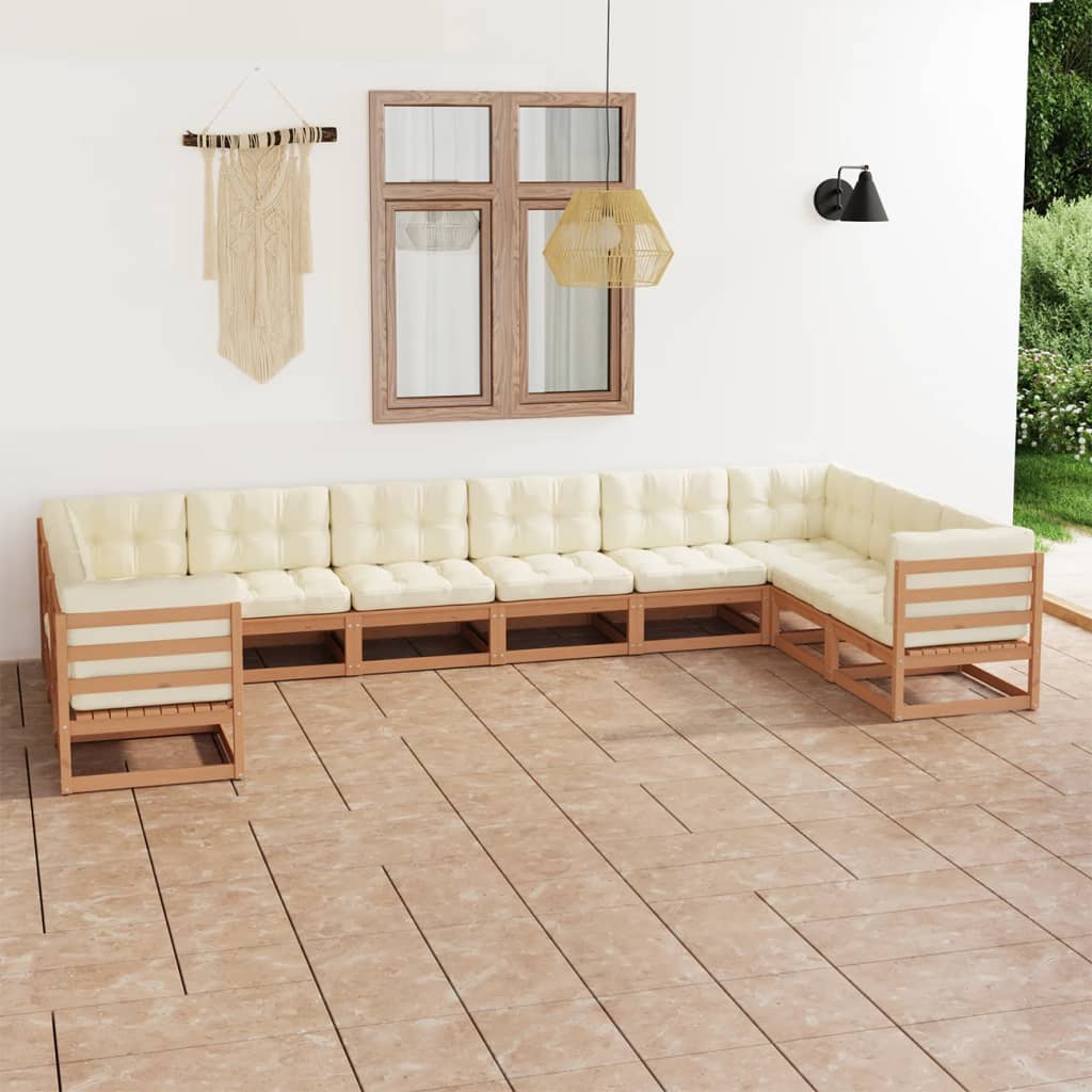 vidaXL 10-tlg. Garten-Lounge-Set Massivholz Kiefer