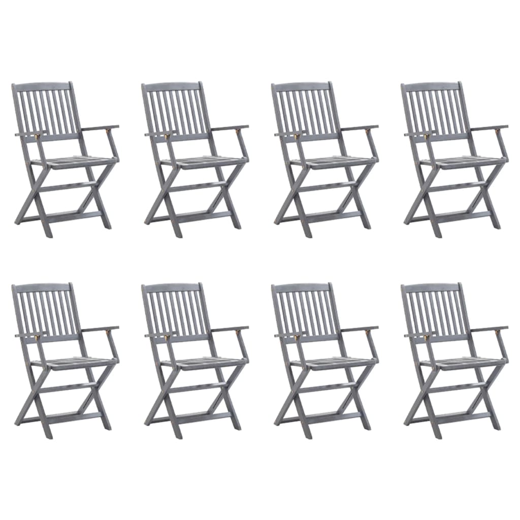 vidaXL Klappbare Gartenstühle 2 Stk. mit Sitzkissen Massivholz Akazie