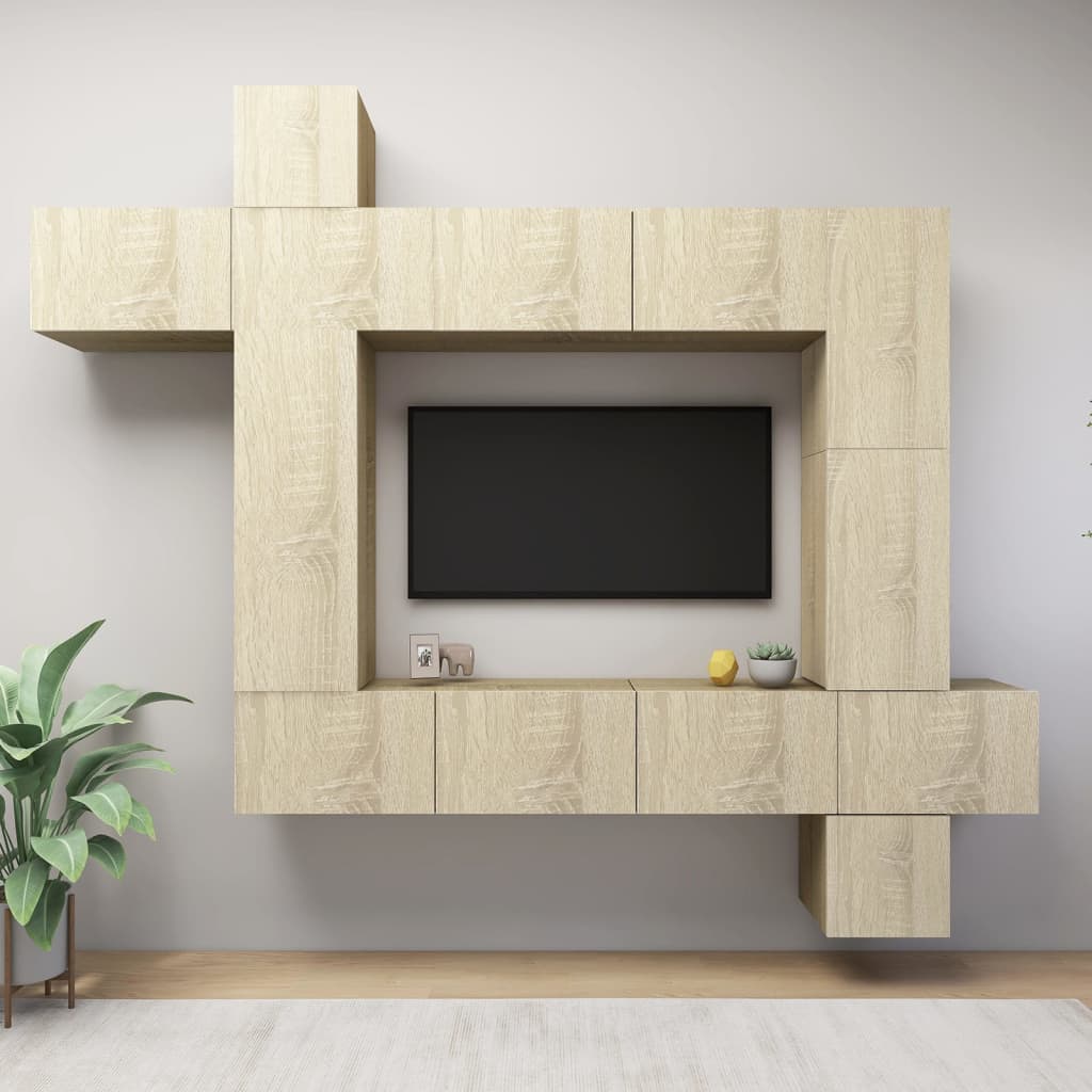 vidaXL 9-tlg. TV-Schrank-Set Weiß Holzwerkstoff