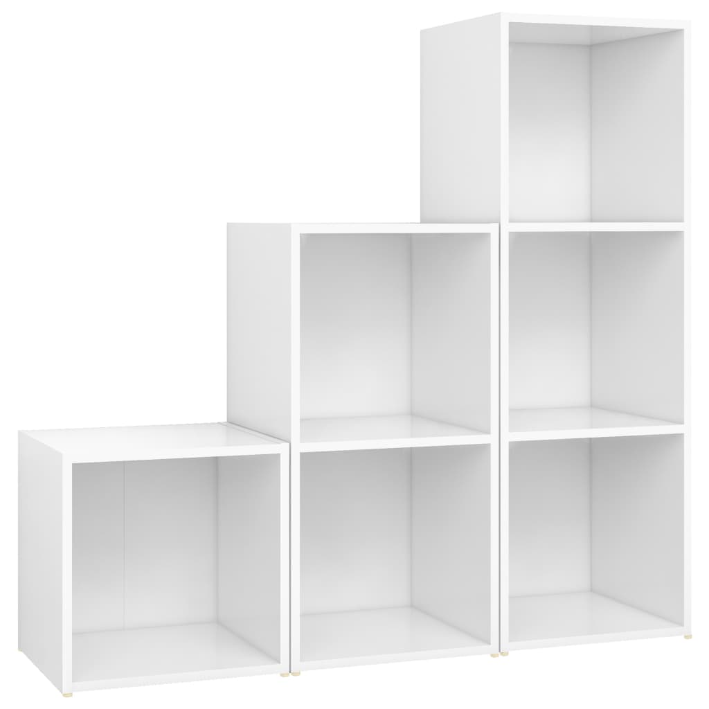 vidaXL 3-tlg. TV-Schrank-Set Weiß Holzwerkstoff
