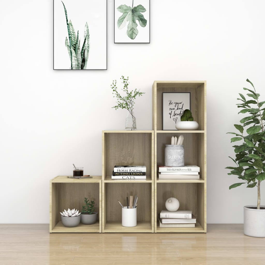 vidaXL 3-tlg. TV-Schrank-Set Weiß Holzwerkstoff