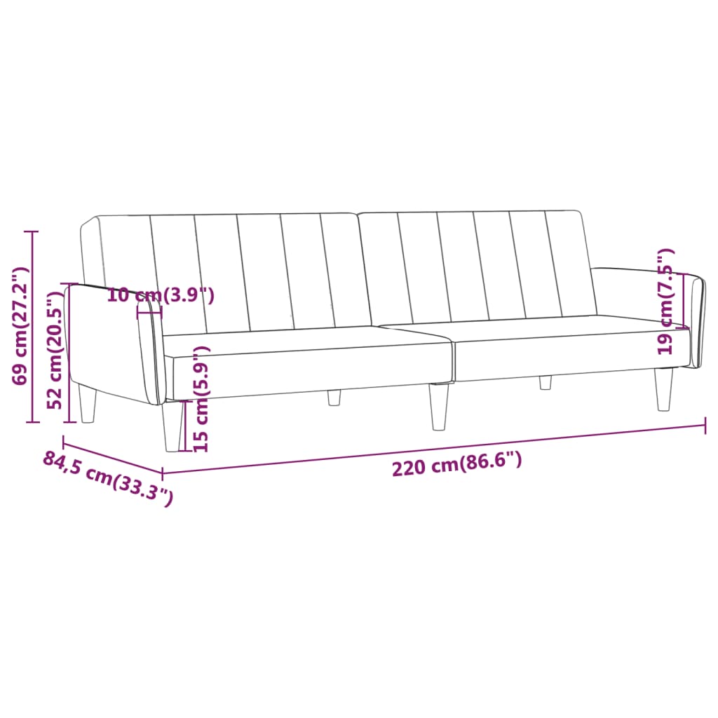 vidaXL Schlafsofa 2-Sitzer mit Hocker Gelb Samt