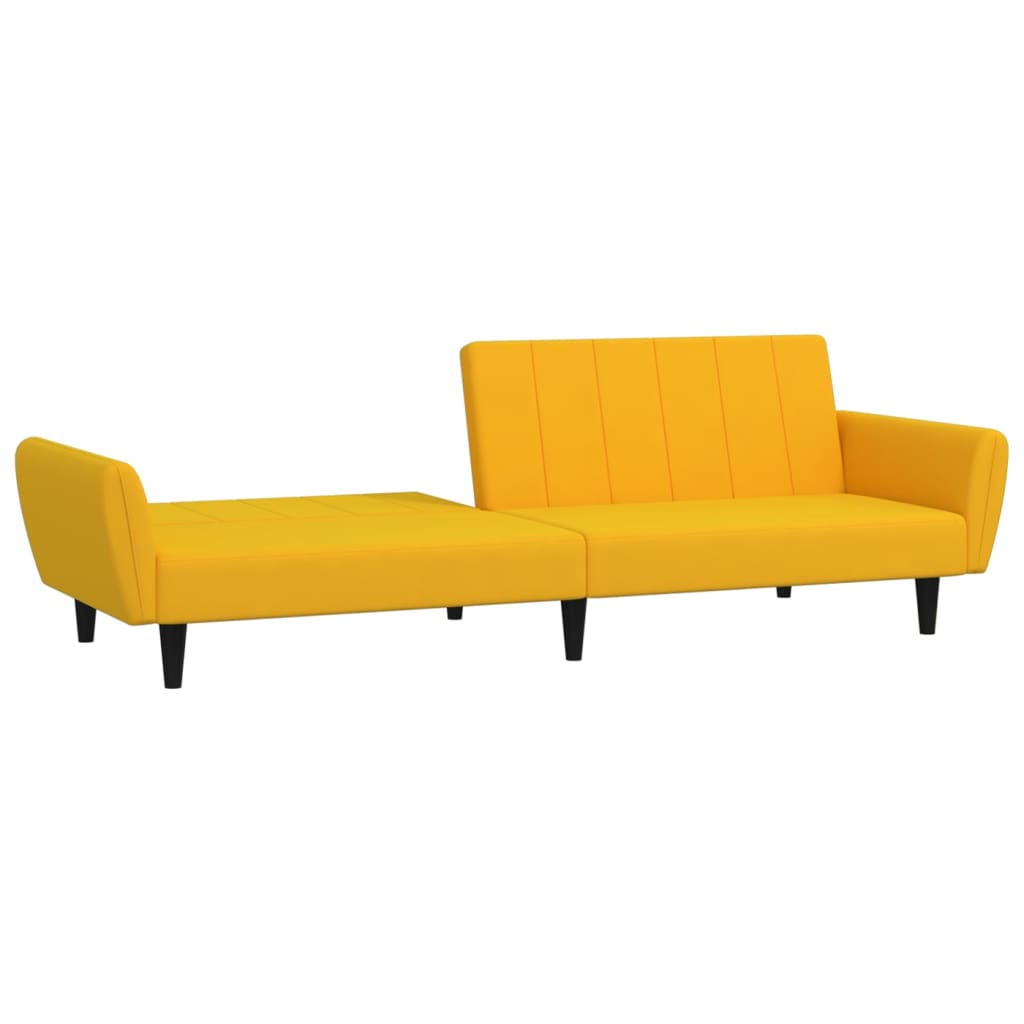 vidaXL Schlafsofa 2-Sitzer mit Hocker Gelb Samt