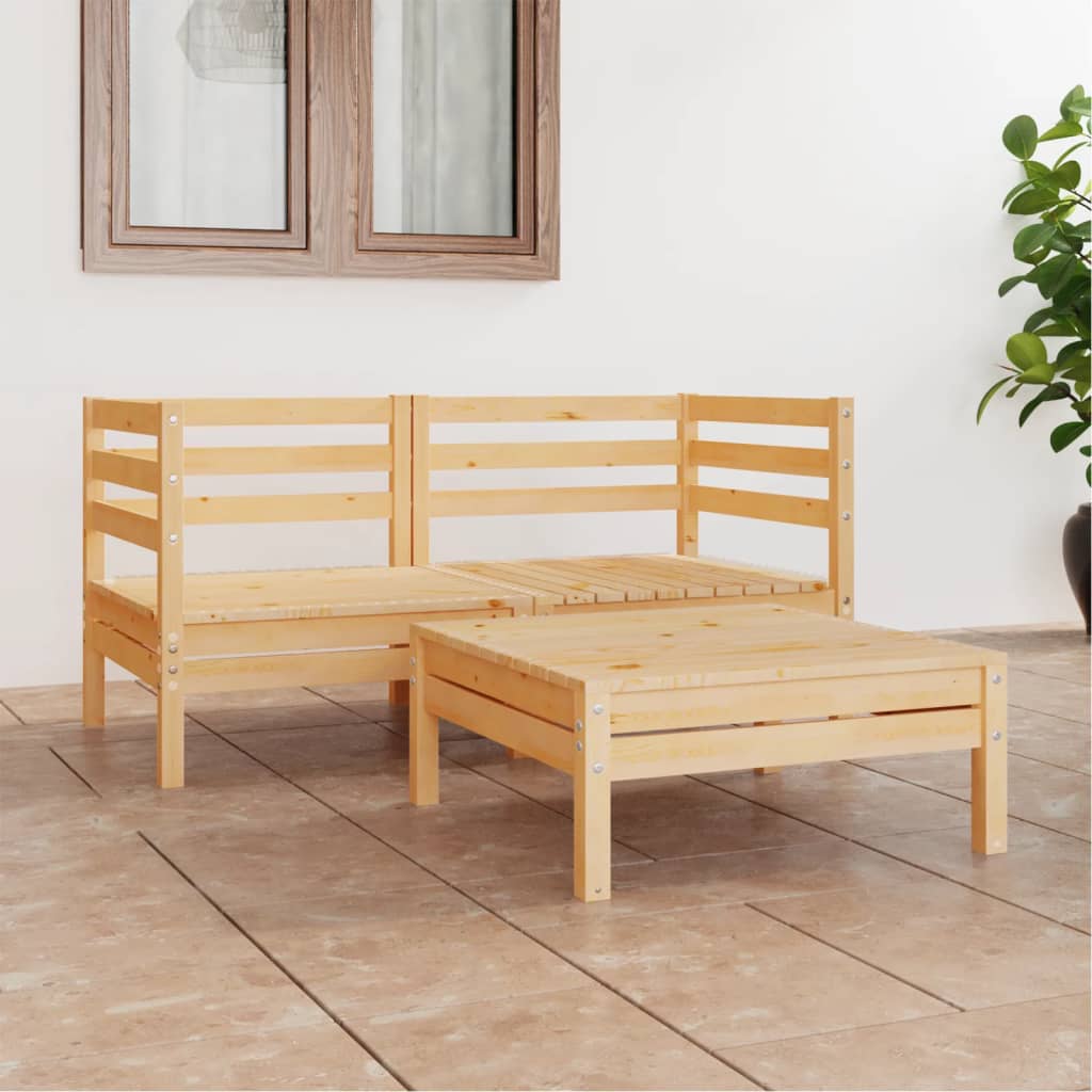 vidaXL 3-tlg. Garten-Lounge-Set Kiefer Massivholz