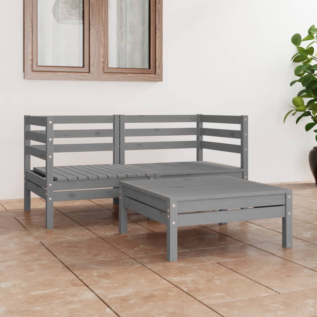 vidaXL 3-tlg. Garten-Lounge-Set Kiefer Massivholz