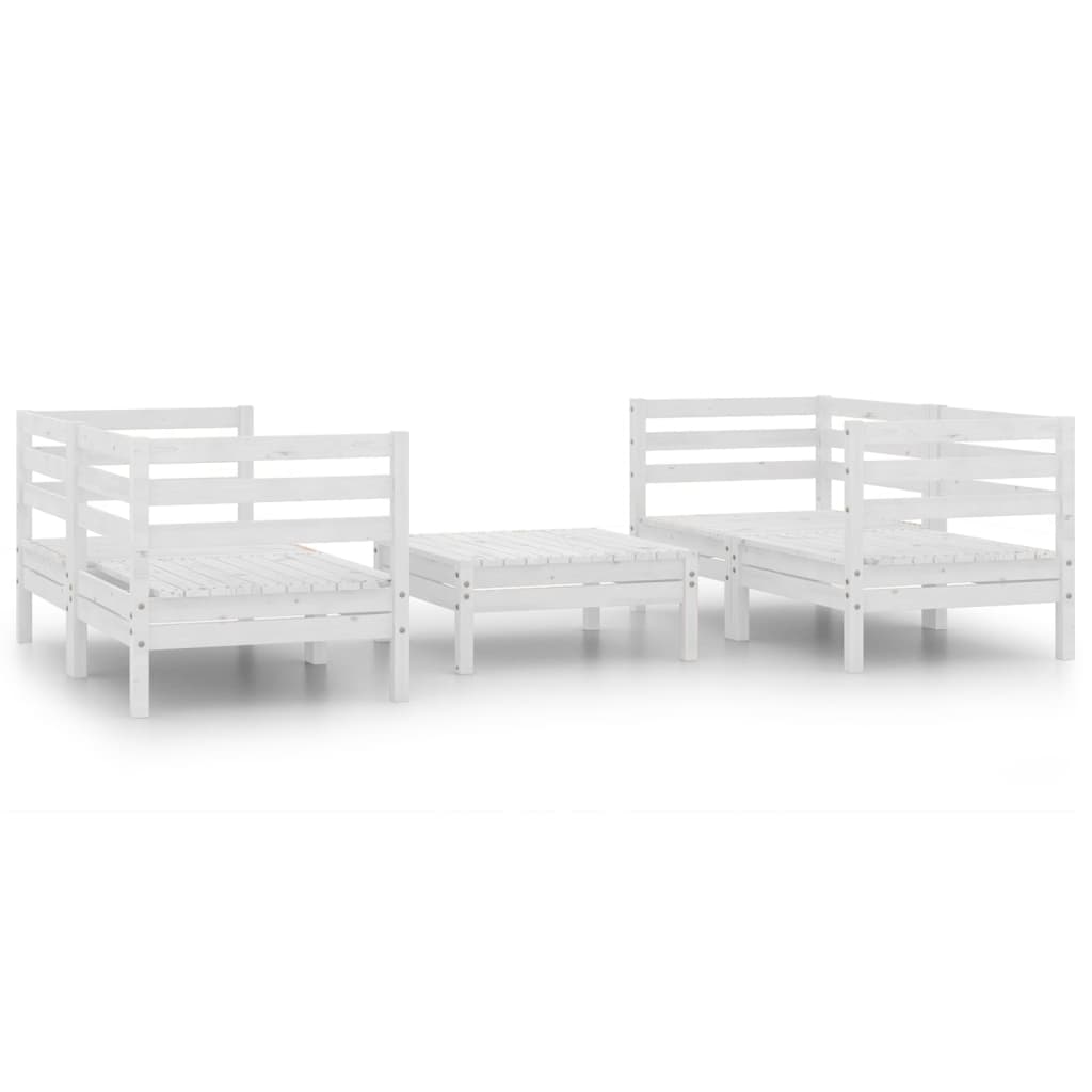 vidaXL 5-tlg. Garten-Lounge-Set Weiß Kiefer Massivholz