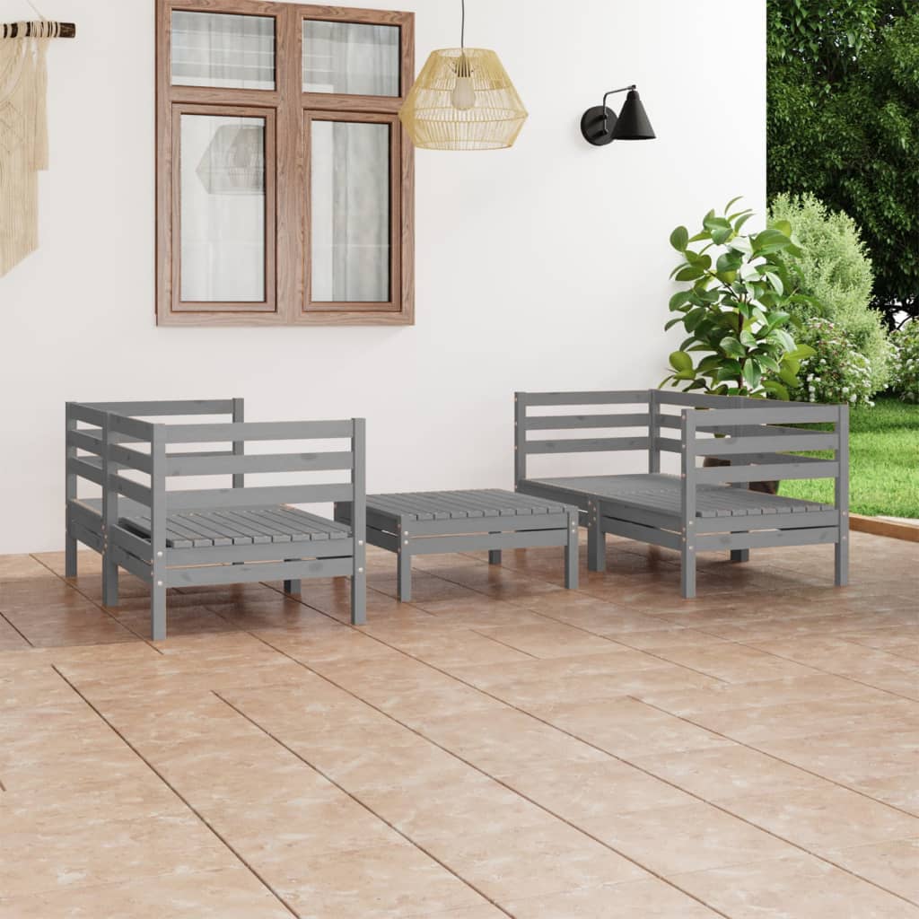 vidaXL 5-tlg. Garten-Lounge-Set Weiß Kiefer Massivholz