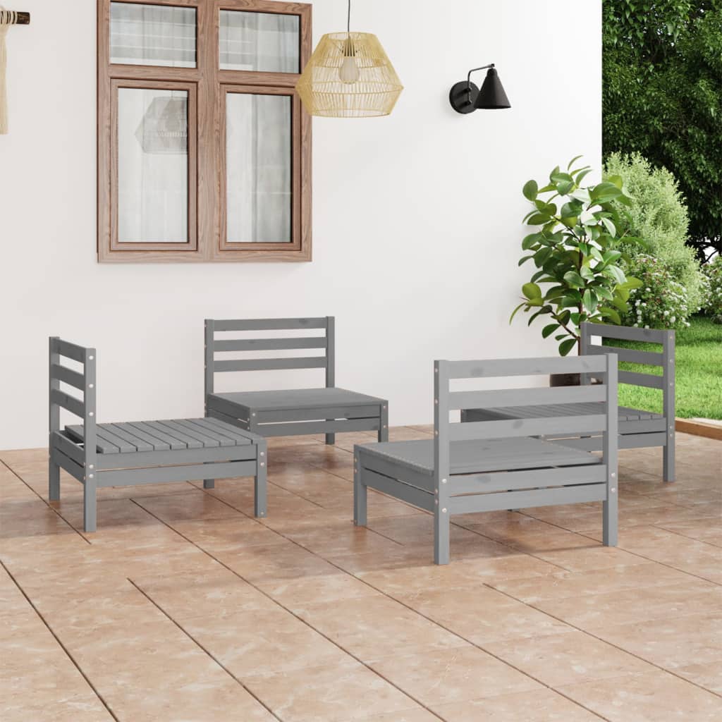 vidaXL 4-tlg. Garten-Lounge-Set Massivholz Kiefer