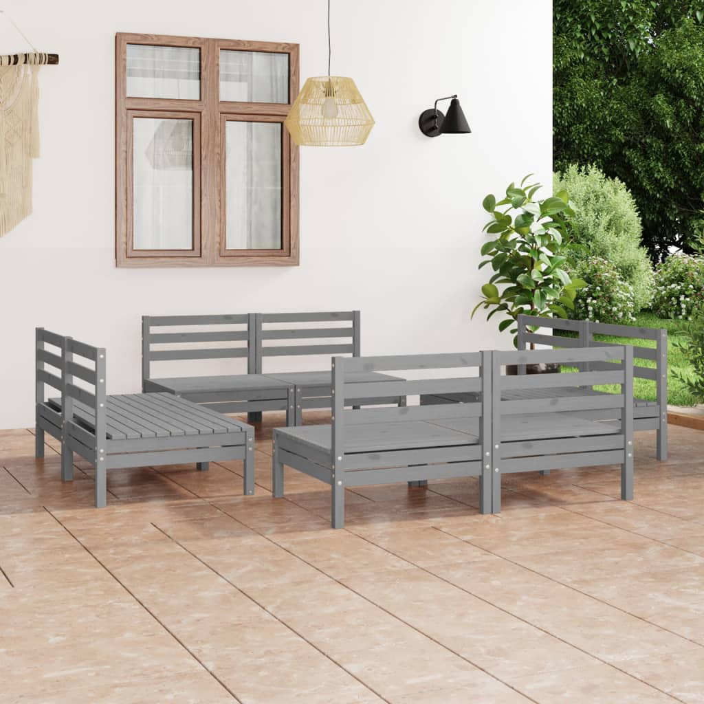 vidaXL 8-tlg. Garten-Lounge-Set Massivholz Kiefer