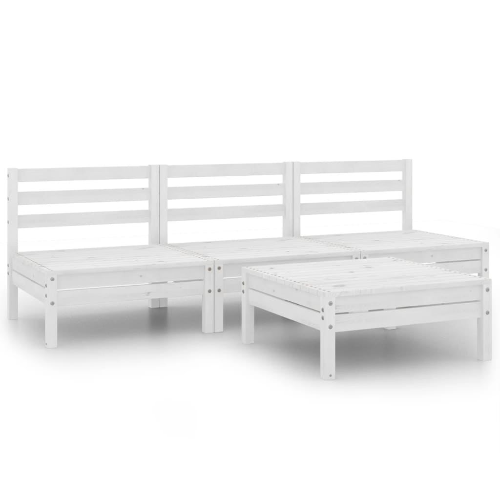 vidaXL 4-tlg. Garten-Lounge-Set Weiß Kiefer Massivholz