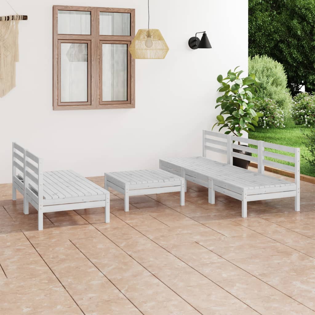 vidaXL 6-tlg. Garten-Lounge-Set Weiß Kiefer Massivholz