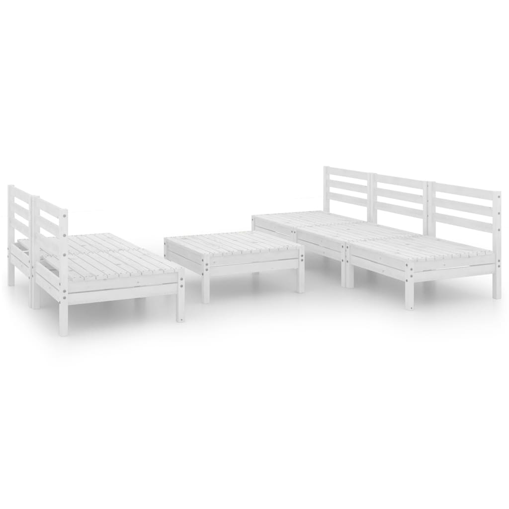 vidaXL 6-tlg. Garten-Lounge-Set Weiß Kiefer Massivholz