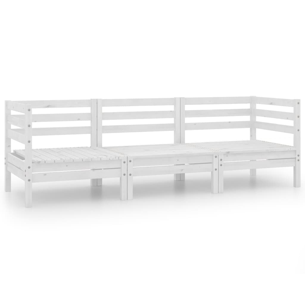 vidaXL 3-tlg. Garten-Lounge-Set Weiß Kiefer Massivholz