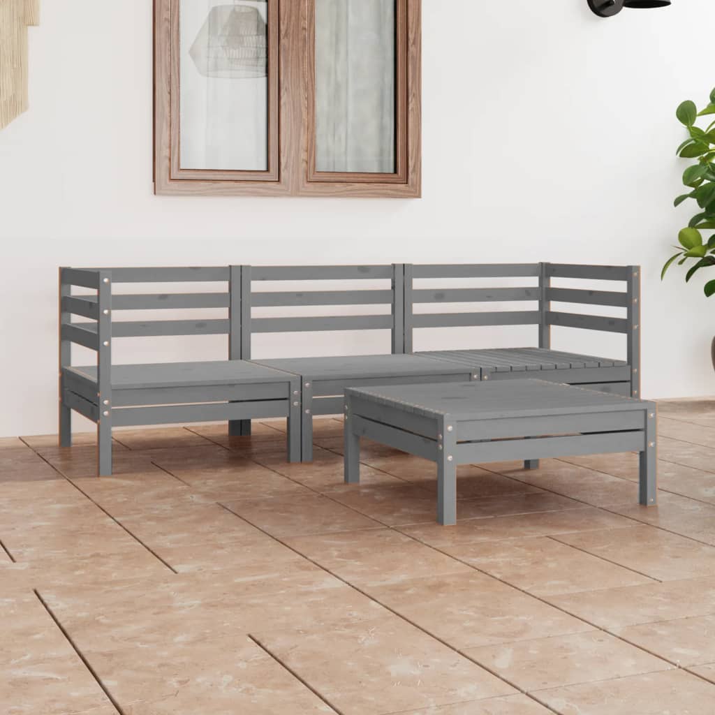 vidaXL 4-tlg. Garten-Lounge-Set Massivholz Kiefer