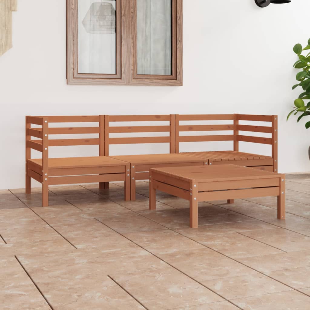 vidaXL 4-tlg. Garten-Lounge-Set Massivholz Kiefer