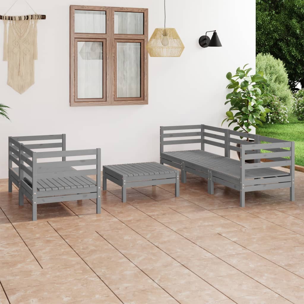 vidaXL 6-tlg. Garten-Lounge-Set Kiefer Massivholz