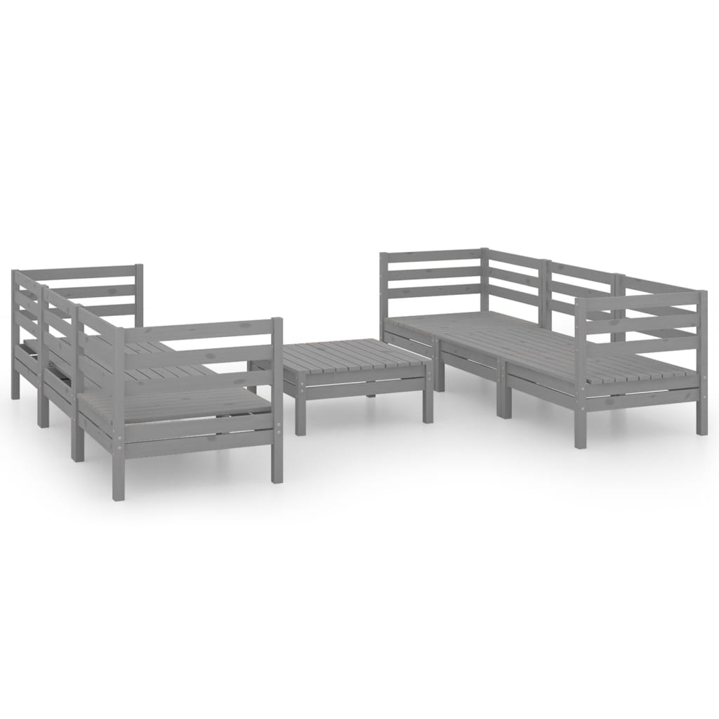 vidaXL 7-tlg. Garten-Lounge-Set Grau Kiefer Massivholz