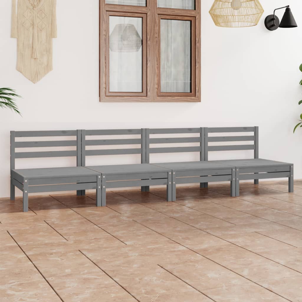 vidaXL 4-tlg. Garten-Lounge-Set Kiefer Massivholz