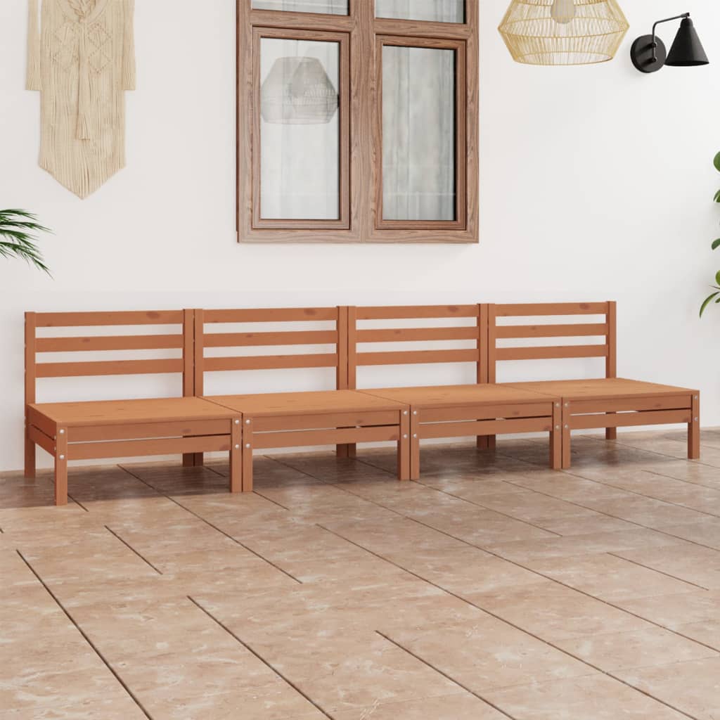 vidaXL 4-tlg. Garten-Lounge-Set Kiefer Massivholz
