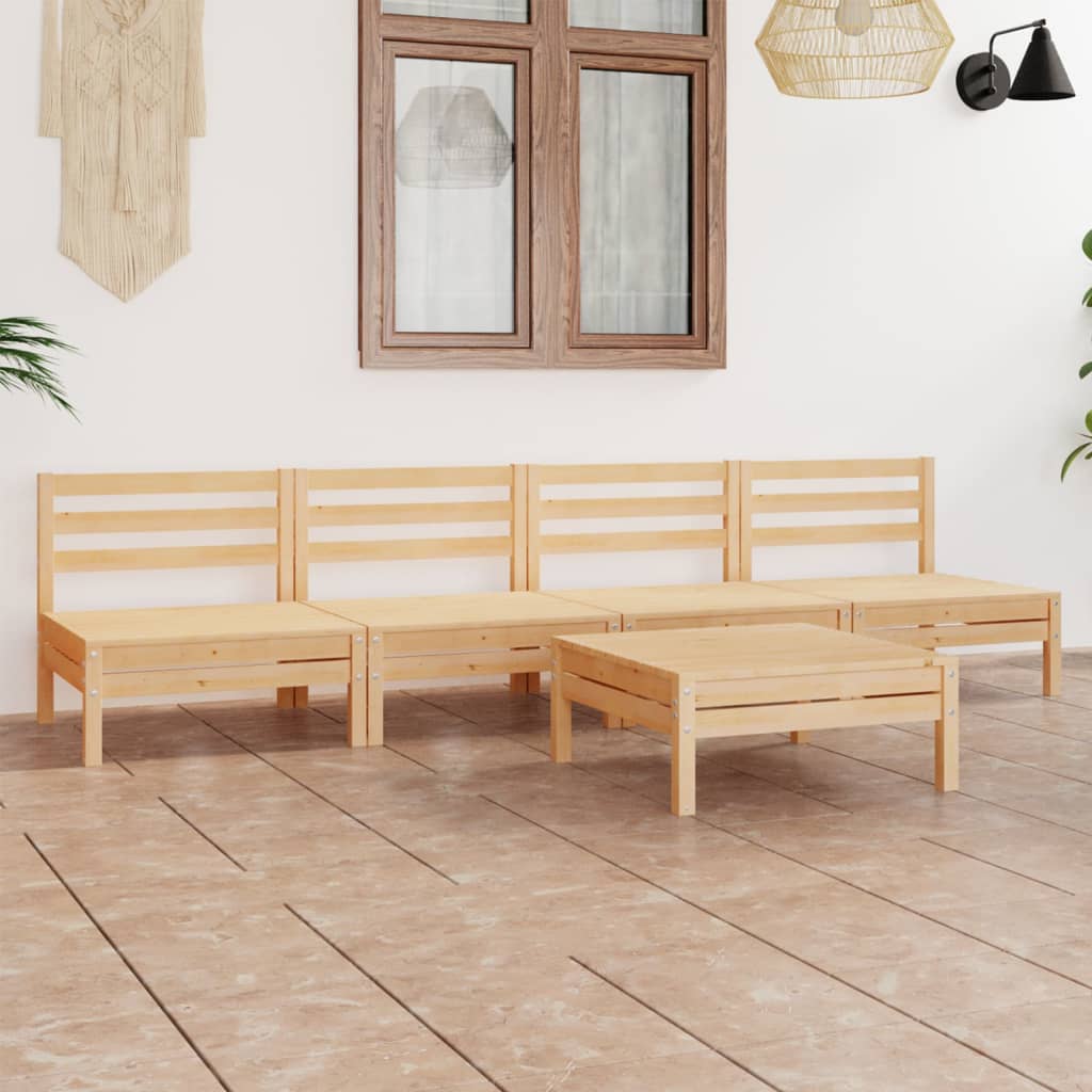 vidaXL 5-tlg. Garten-Lounge-Set Kiefer Massivholz