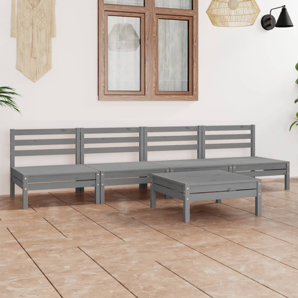 vidaXL 5-tlg. Garten-Lounge-Set Kiefer Massivholz