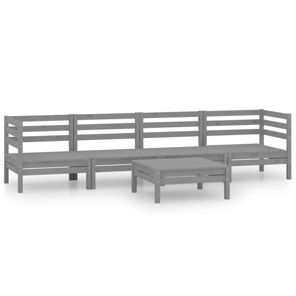 vidaXL 5-tlg. Garten-Lounge-Set Grau Kiefer Massivholz