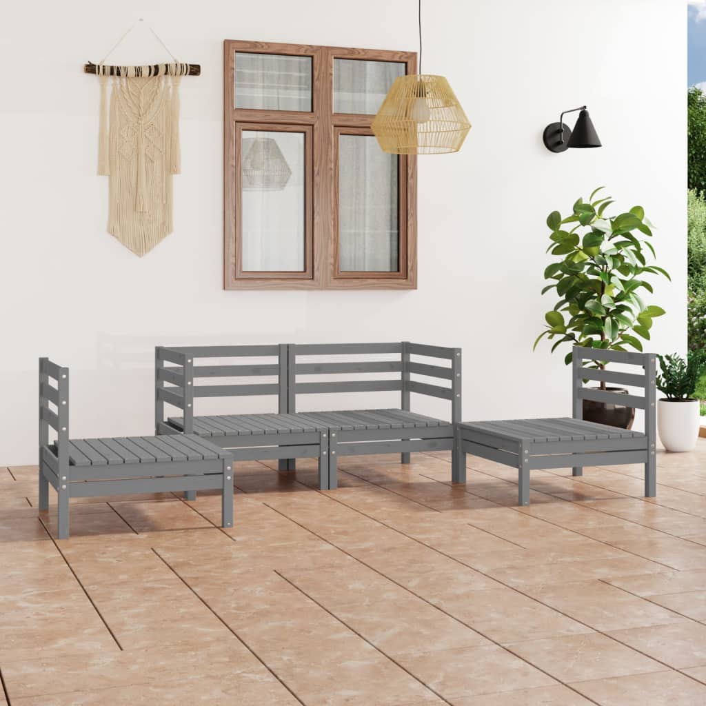 vidaXL 4-tlg. Garten-Lounge-Set Kiefer Massivholz