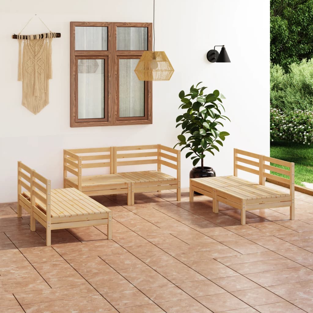 vidaXL 6-tlg. Garten-Lounge-Set Massivholz Kiefer