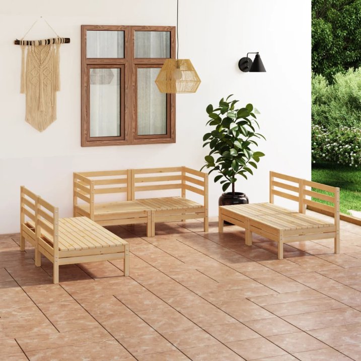 vidaXL 6-tlg. Garten-Lounge-Set Massivholz Kiefer