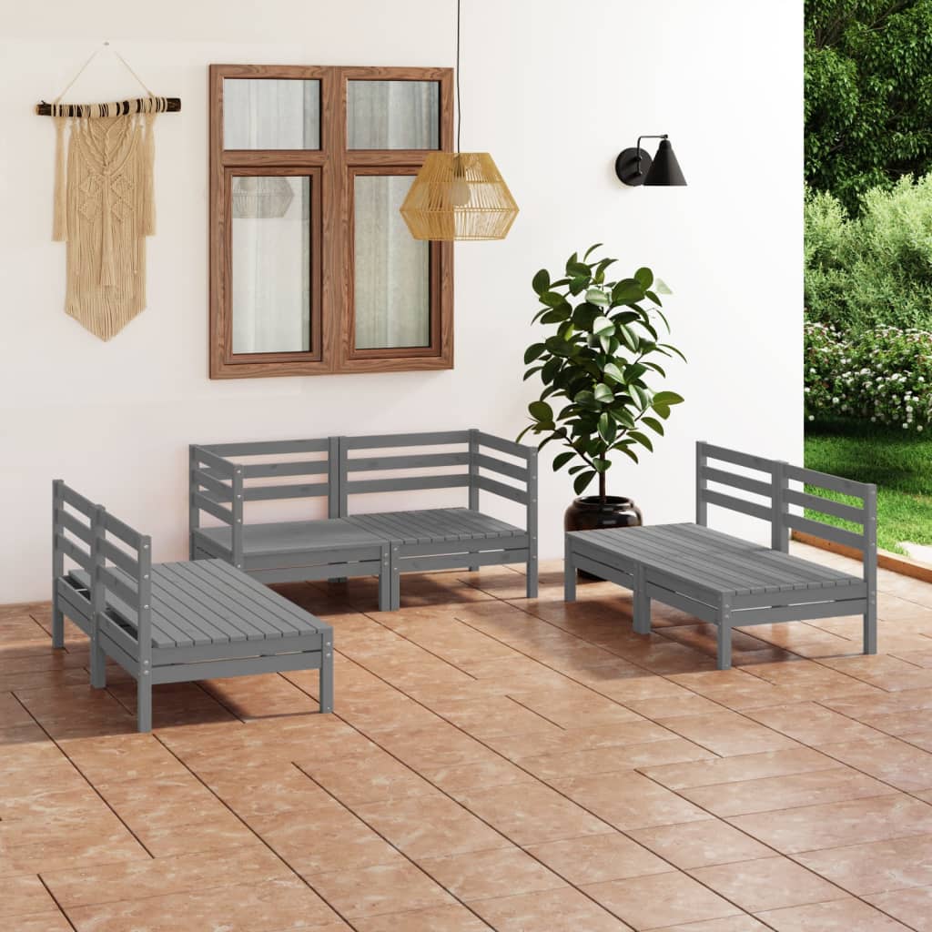 vidaXL 6-tlg. Garten-Lounge-Set Massivholz Kiefer