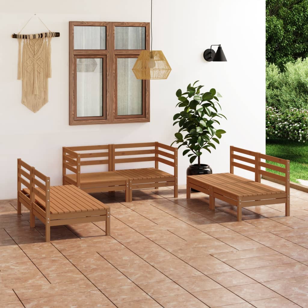 vidaXL 6-tlg. Garten-Lounge-Set Massivholz Kiefer