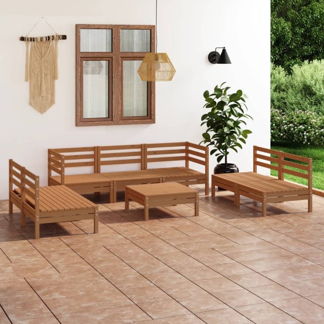 vidaXL 8-tlg. Garten-Lounge-Set Massivholz Kiefer