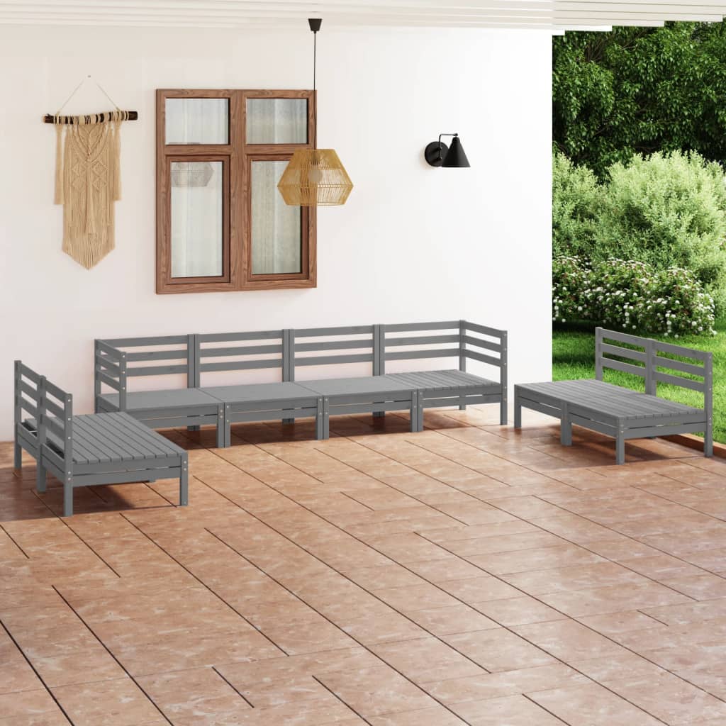 vidaXL 8-tlg. Garten-Lounge-Set Massivholz Kiefer