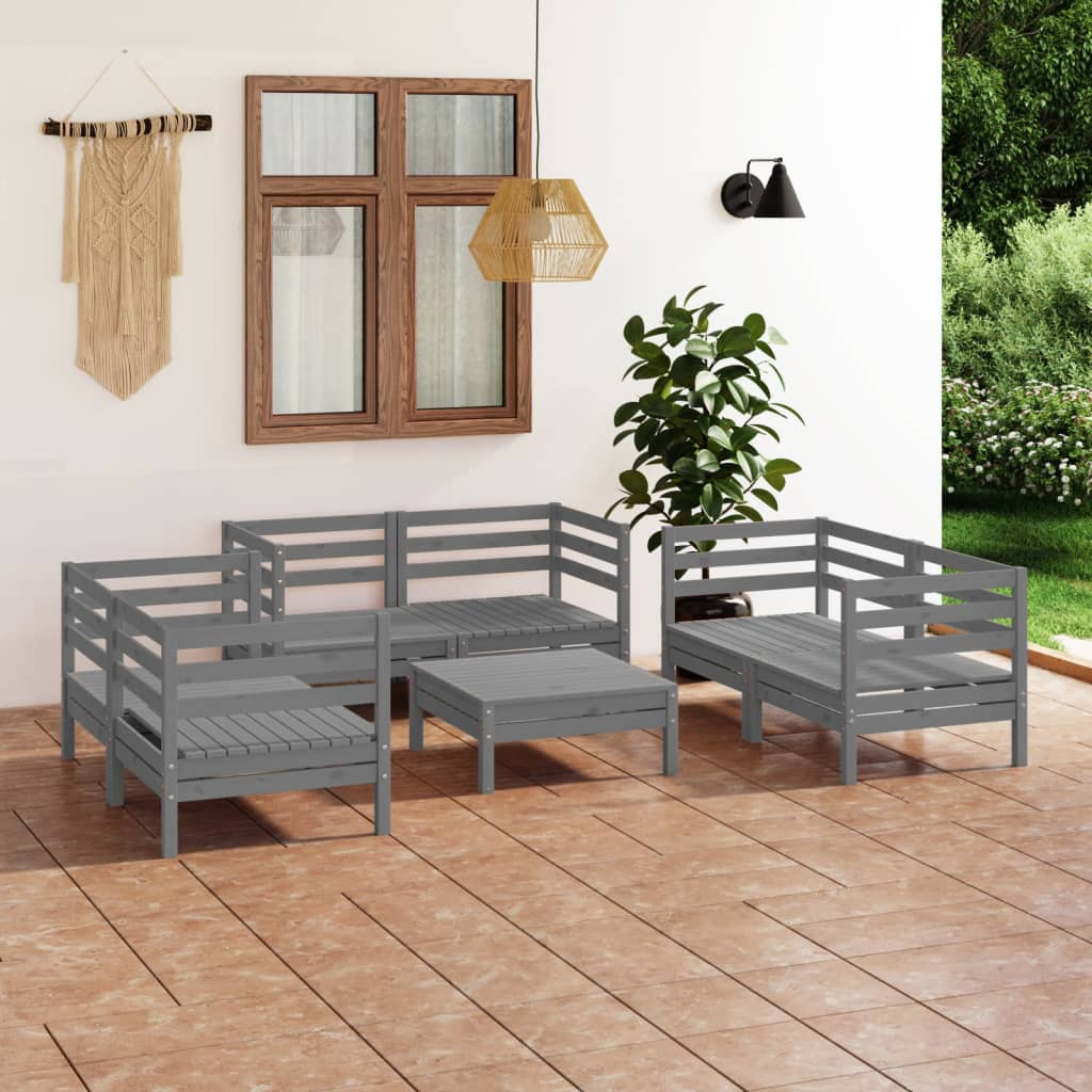 vidaXL 7-tlg. Garten-Lounge-Set Weiß Massivholz Kiefer