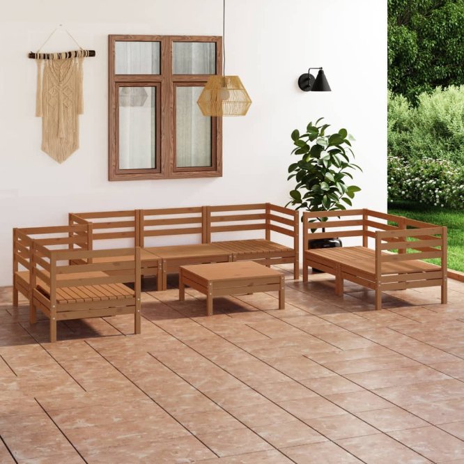 vidaXL 8-tlg. Garten-Lounge-Set Massivholz Kiefer