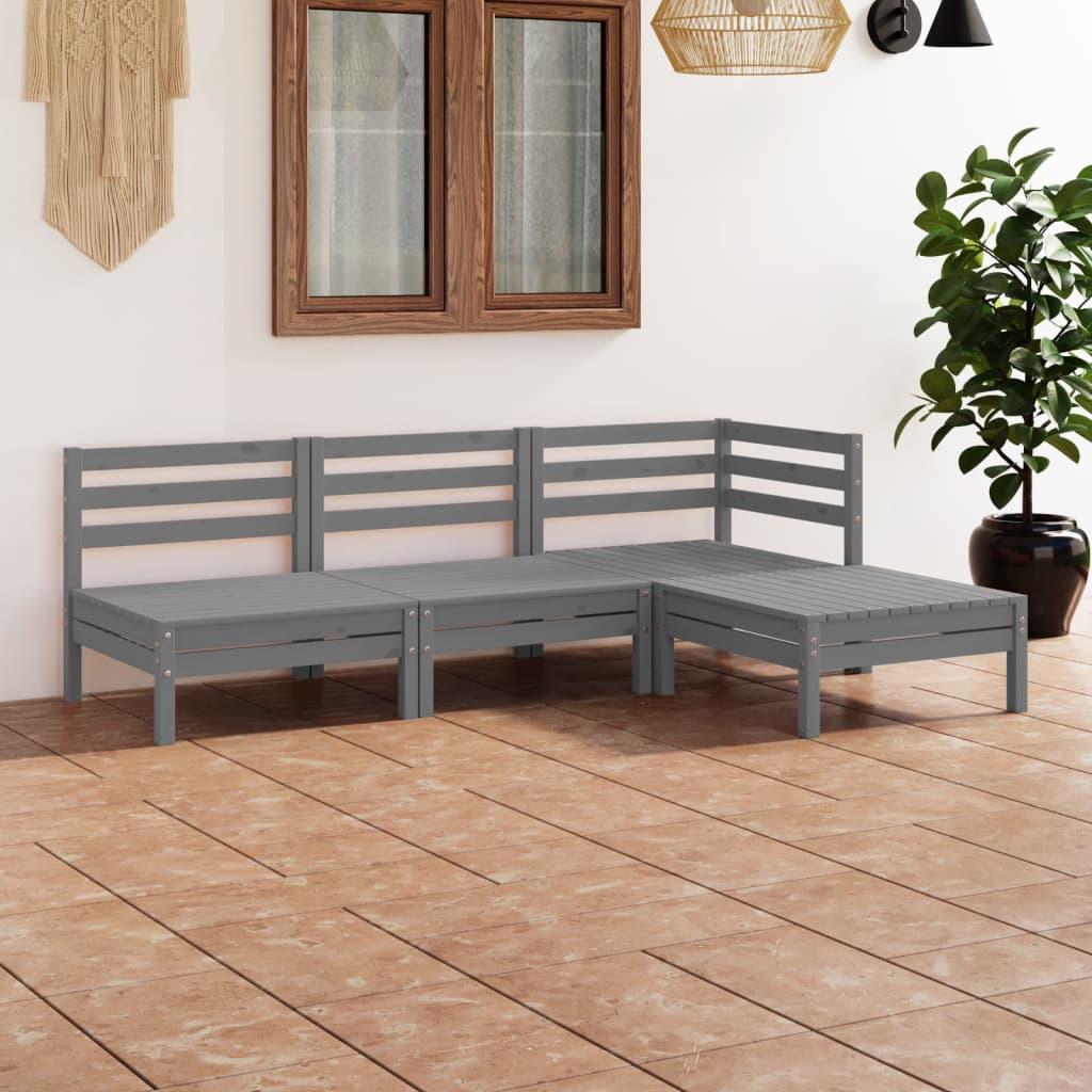 vidaXL 4-tlg. Garten-Lounge-Set Massivholz Kiefer