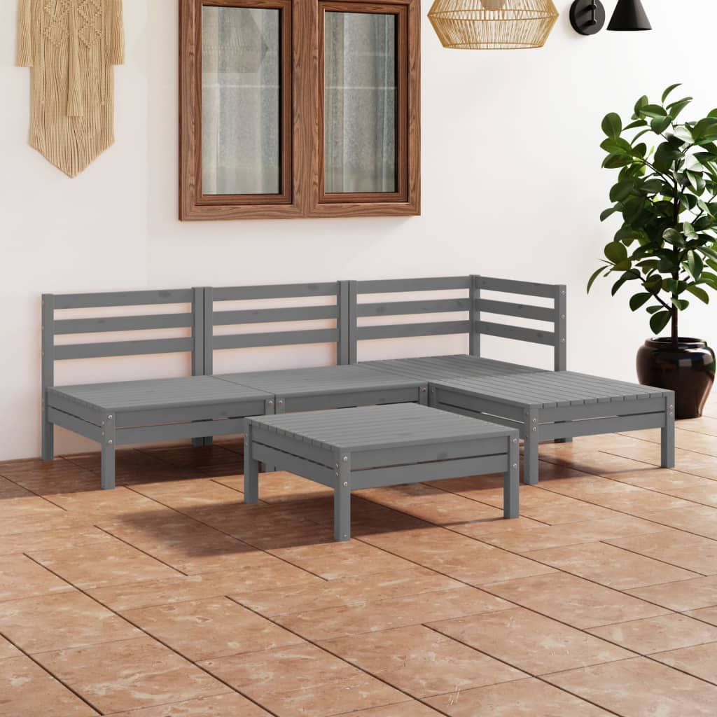 vidaXL 5-tlg. Garten-Lounge-Set Massivholz Kiefer