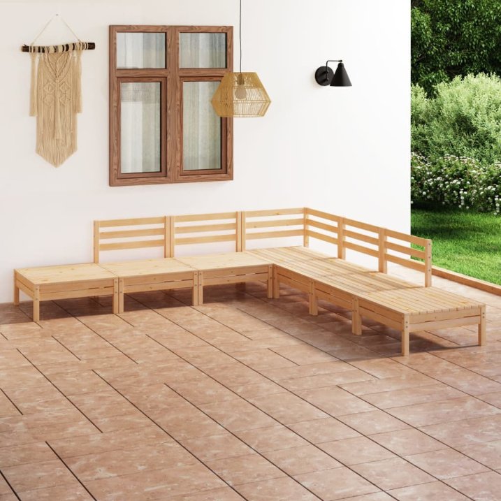 vidaXL 7-tlg. Garten-Lounge-Set Massivholz Kiefer