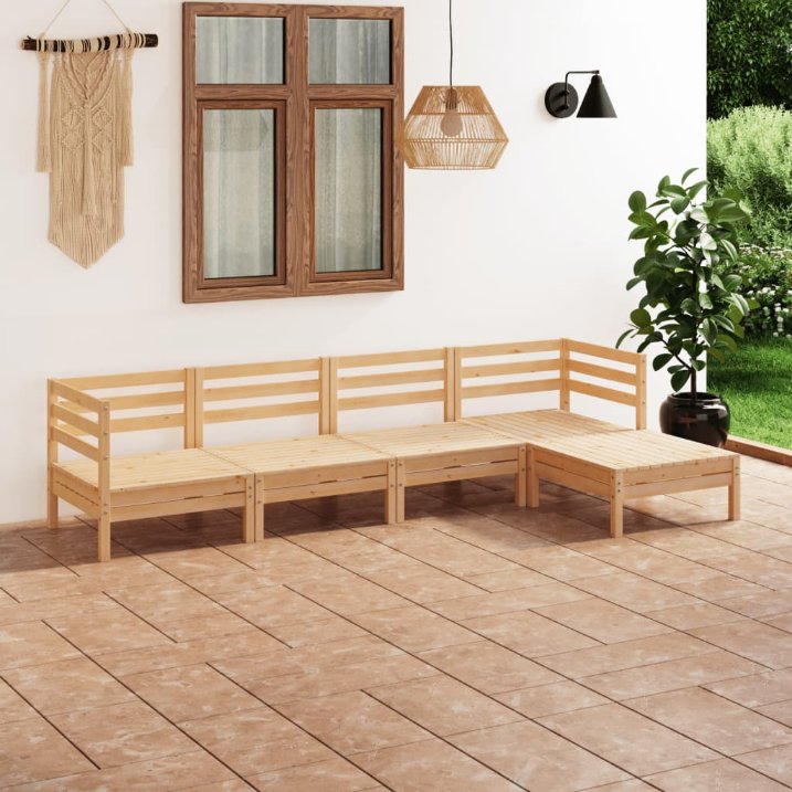 vidaXL 5-tlg. Garten-Lounge-Set Kiefer Massivholz