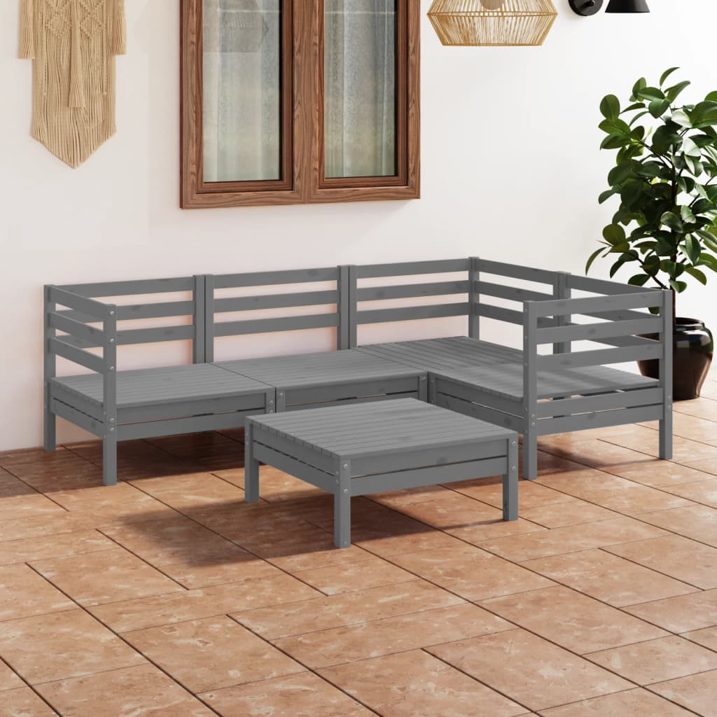 vidaXL 5-tlg. Garten-Lounge-Set Massivholz Kiefer