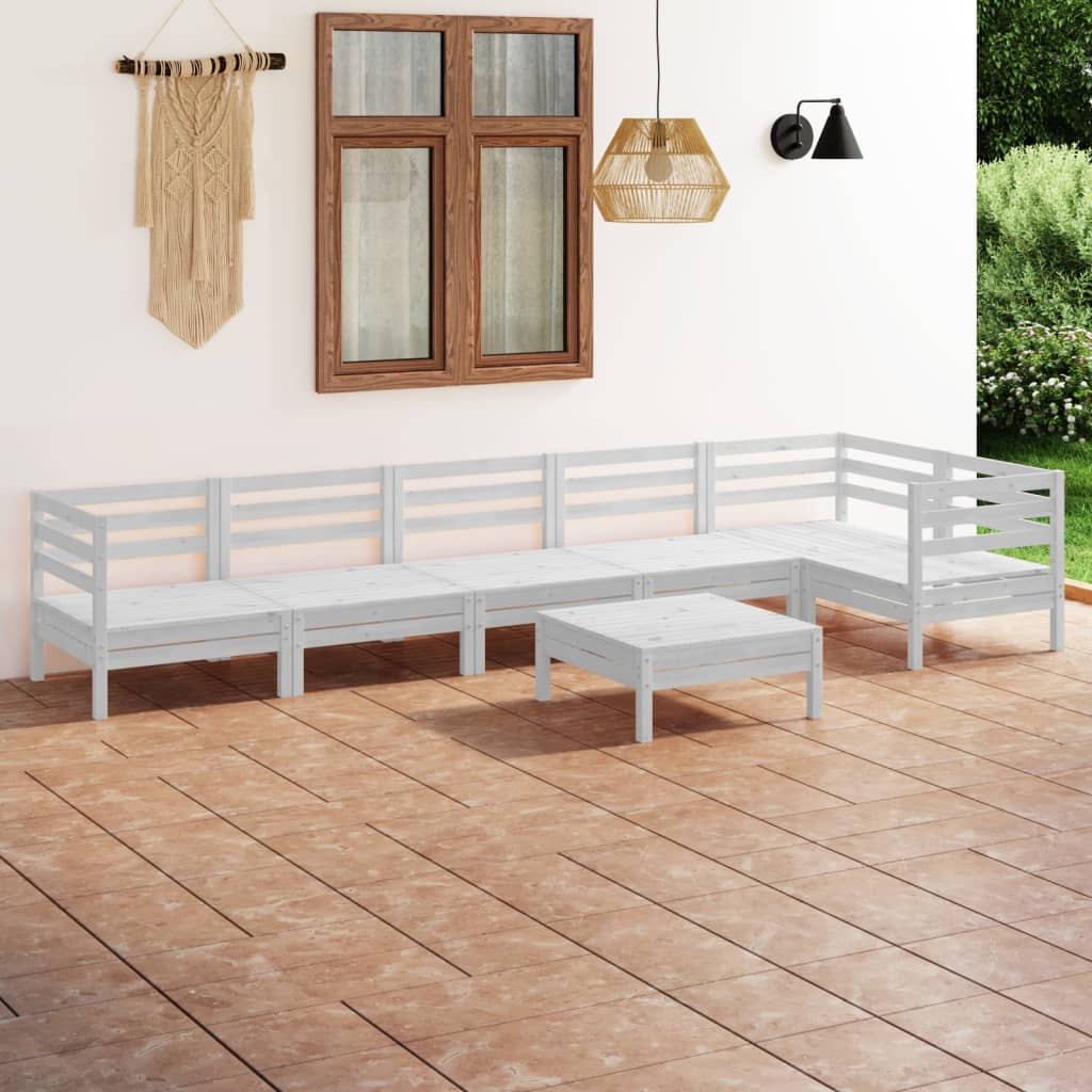 vidaXL 7-tlg. Garten-Lounge-Set Massivholz Kiefer Weiß