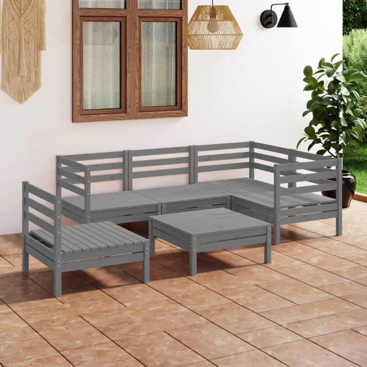 vidaXL 6-tlg. Garten-Lounge-Set Kiefer Massivholz