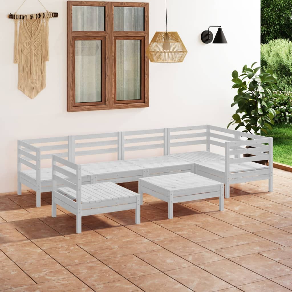 vidaXL 7-tlg. Garten-Lounge-Set Massivholz Kiefer Weiß