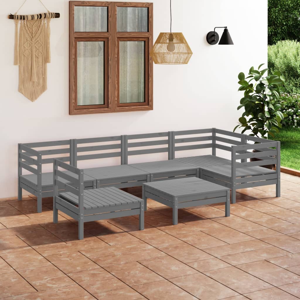 vidaXL 7-tlg. Garten-Lounge-Set Massivholz Kiefer Weiß