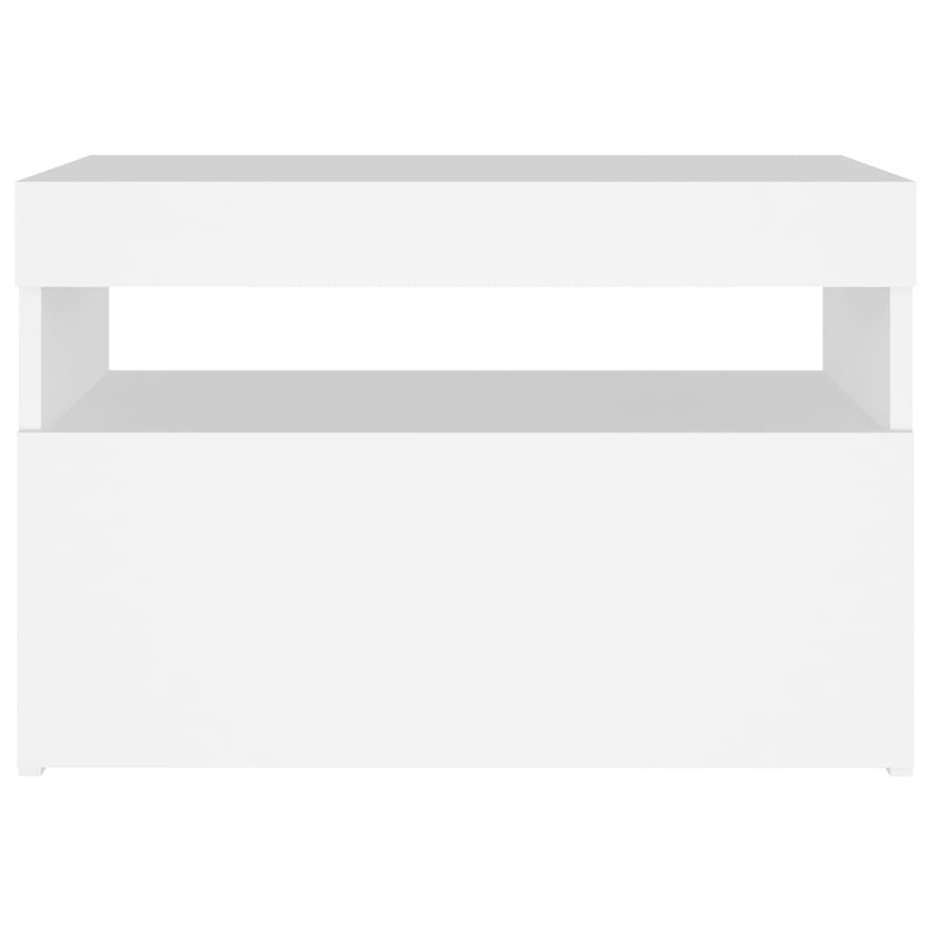 vidaXL Nachttisch mit LED-Leuchten Weiß 60x35x40 cm Holzwerkstoff