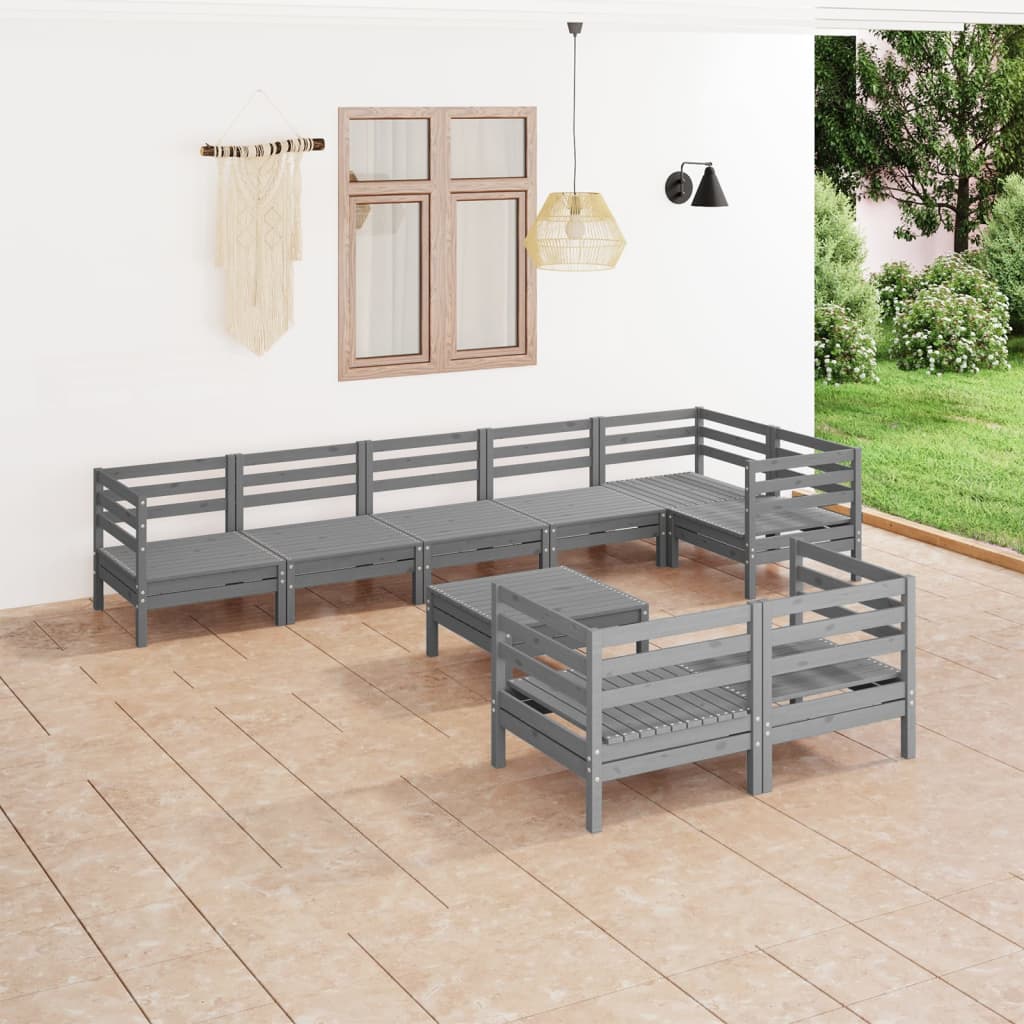 vidaXL 9-tlg. Garten-Lounge-Set Massivholz Kiefer Weiß