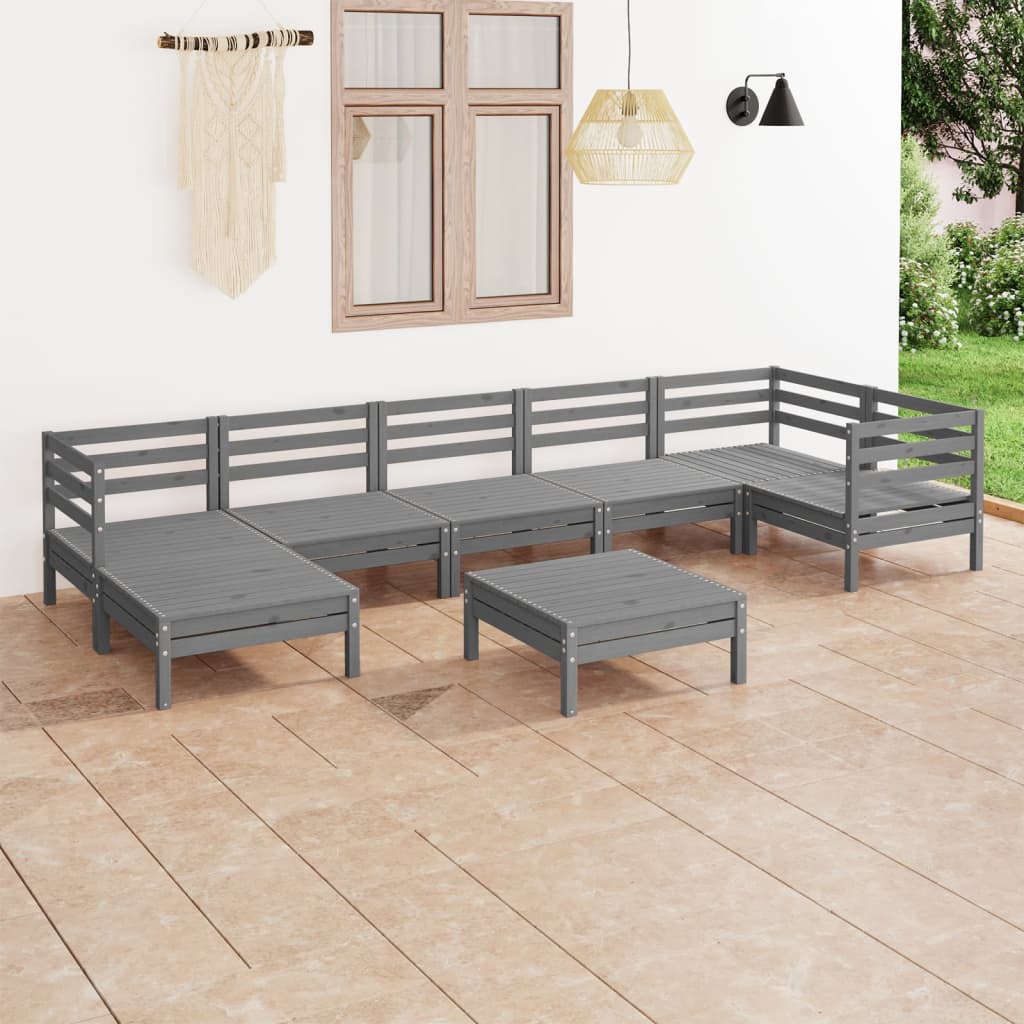 vidaXL 8-tlg. Garten-Lounge-Set Massivholz Kiefer Weiß