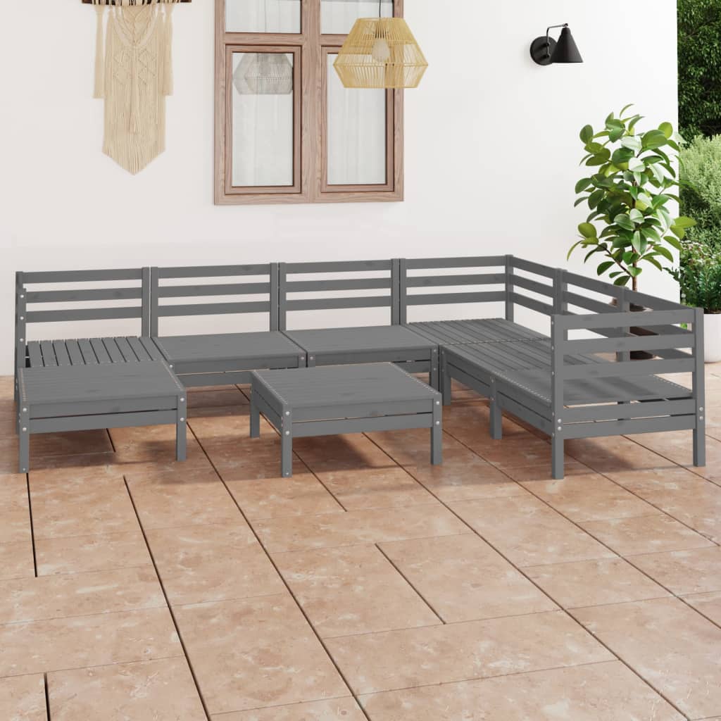vidaXL 8-tlg. Garten-Lounge-Set Massivholz Kiefer Weiß